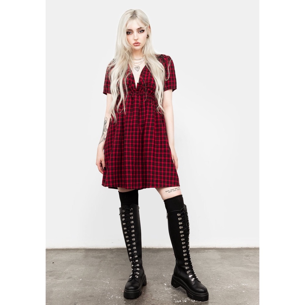Disturbia Mini Check Ruffle Dress